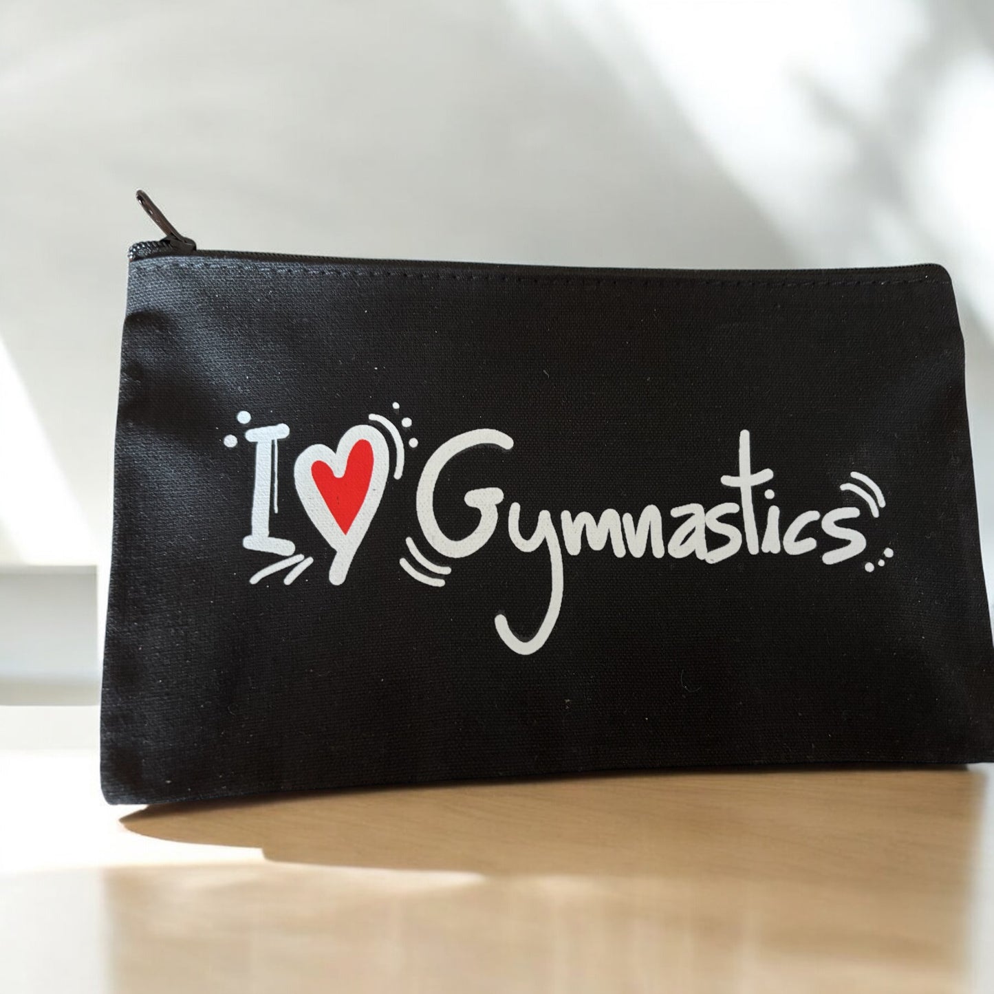Pochette in cotone nera “I♥️Gimnastics”