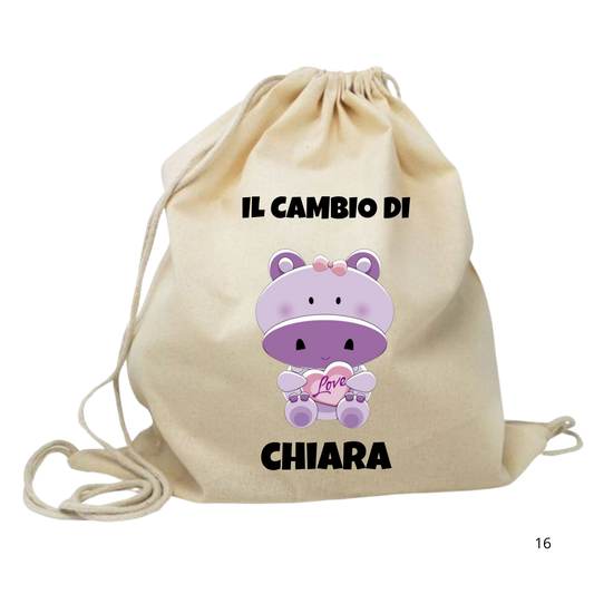 Sacchetta Personalizzata per il Cambio - Mod. Hippo Love