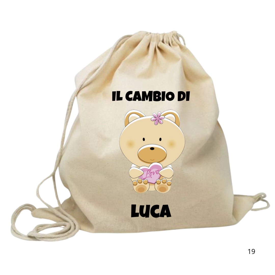 Sacchetta Personalizzata per il Cambio - Mod. Orsetto Love