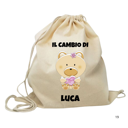 Sacchetta Personalizzata per il Cambio - Mod. Orsetto Love