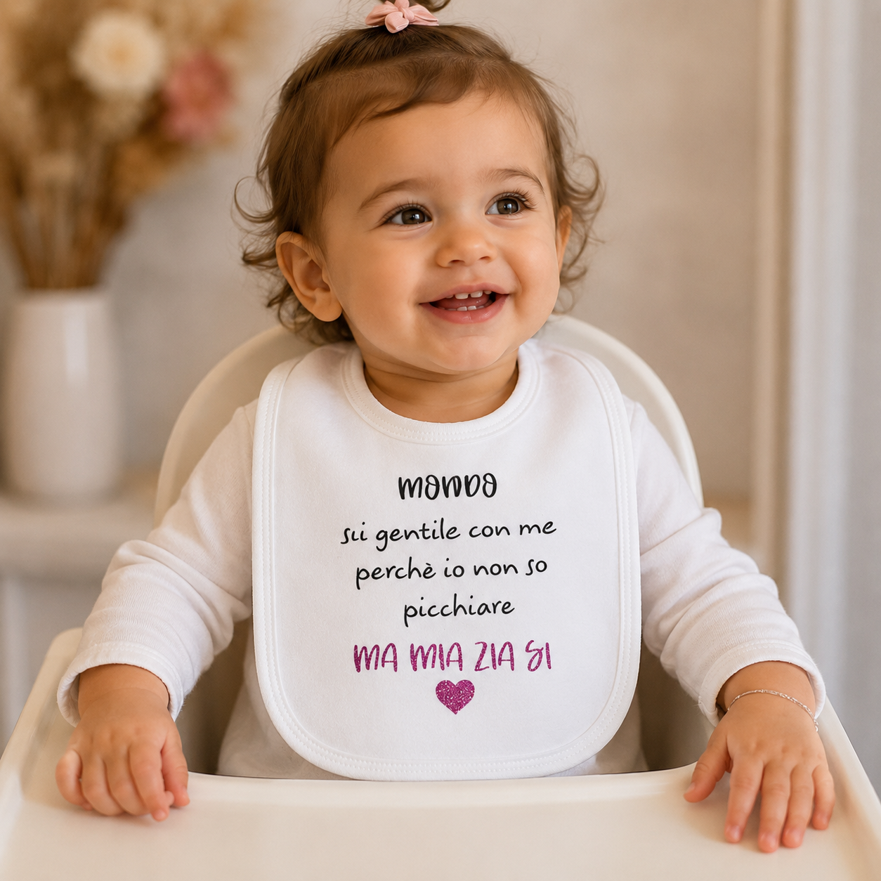 Bavaglino Baby “Mondo, sii gentile con me… mia zia sa picchiare!"