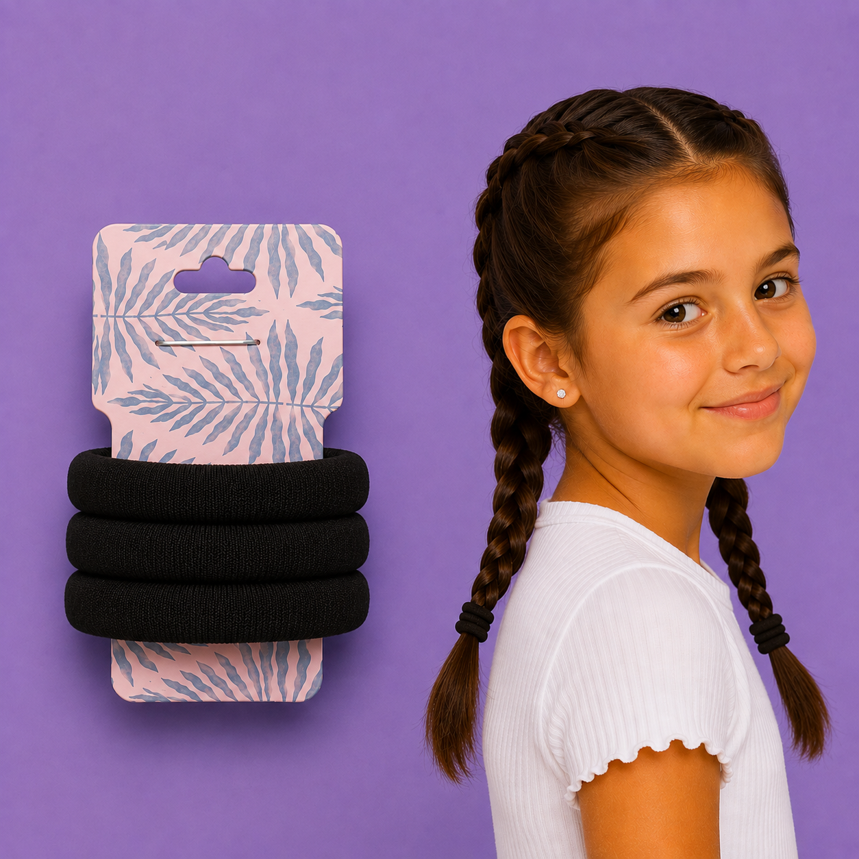 3 Elastici Neri per Capelli 4 cm