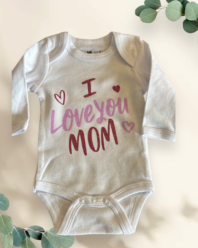 Body Intimo Bianco a Maniche Lunghe – "I ❤️ Mom"