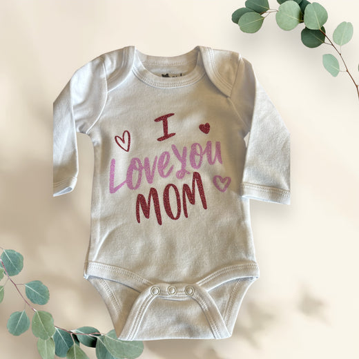 Body Intimo Bianco a Maniche Lunghe – "I ❤️ Mom"