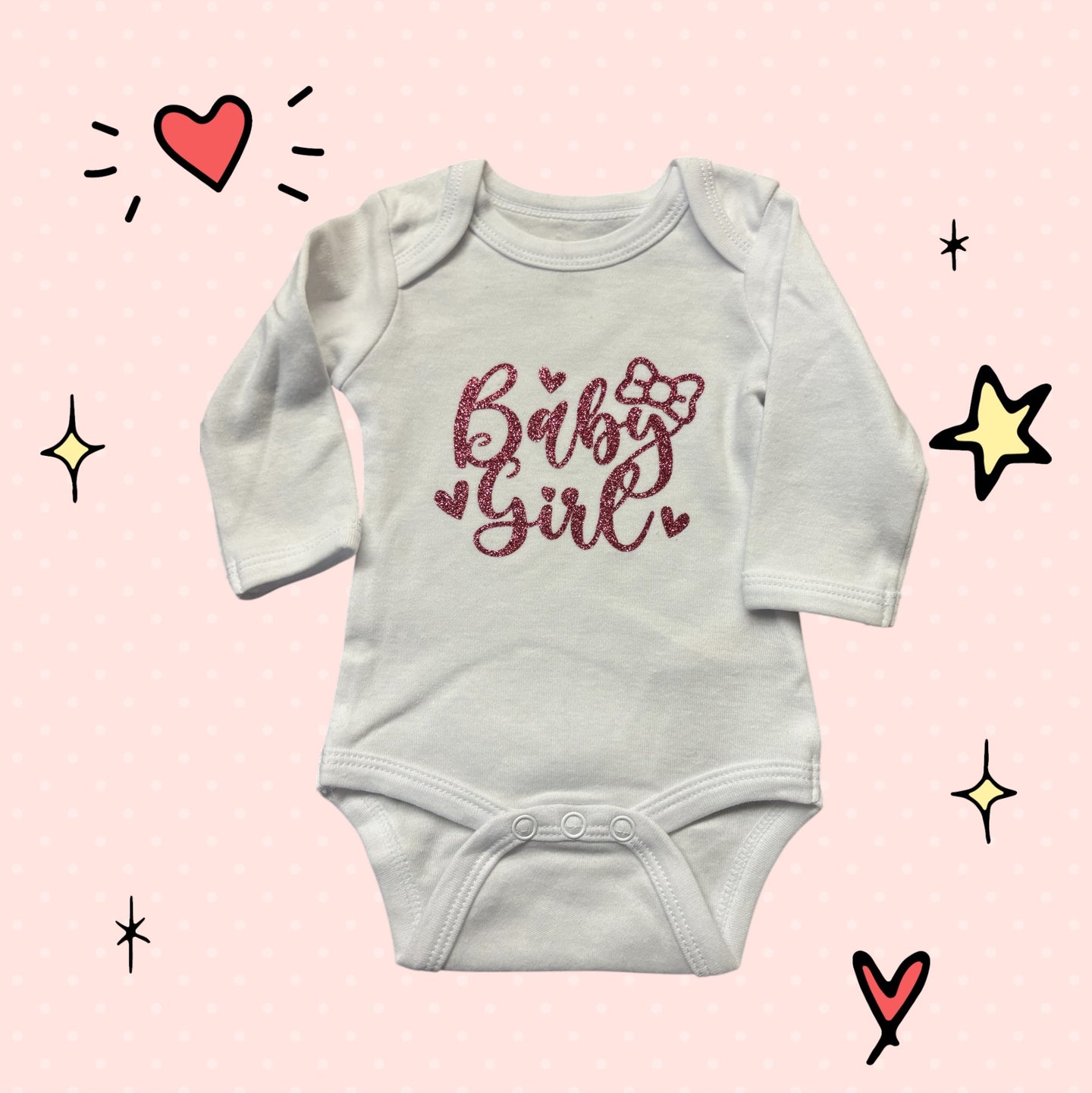 Body Intimo Bianco a Maniche Lunghe – "Baby Girl”