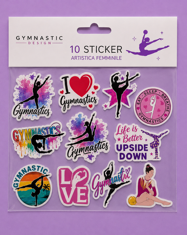 Set 10 Adesivi – Tema Ginnastica Artistica Femminile