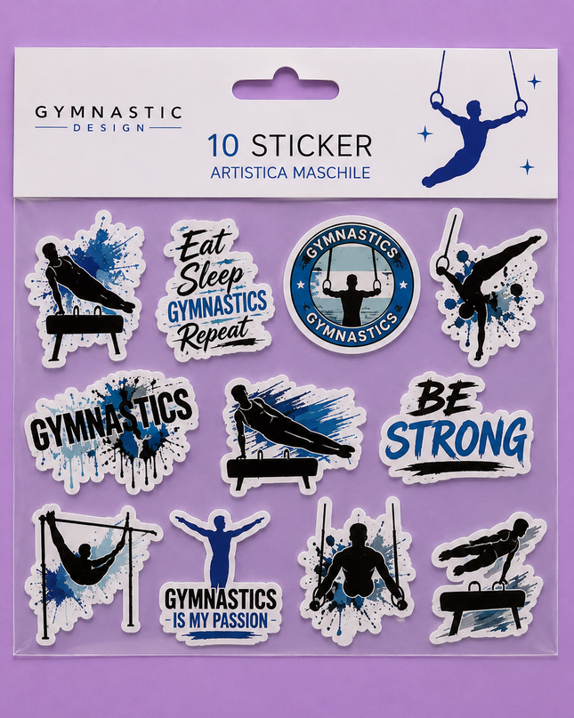 Set 10 Adesivi – Tema Ginnastica Artistica Maschile