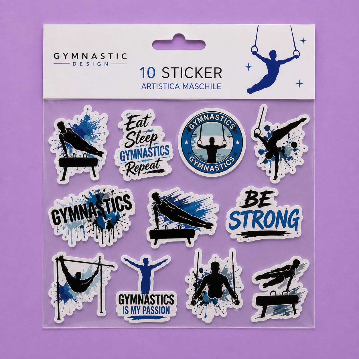 Set 10 Adesivi – Tema Ginnastica Artistica Maschile