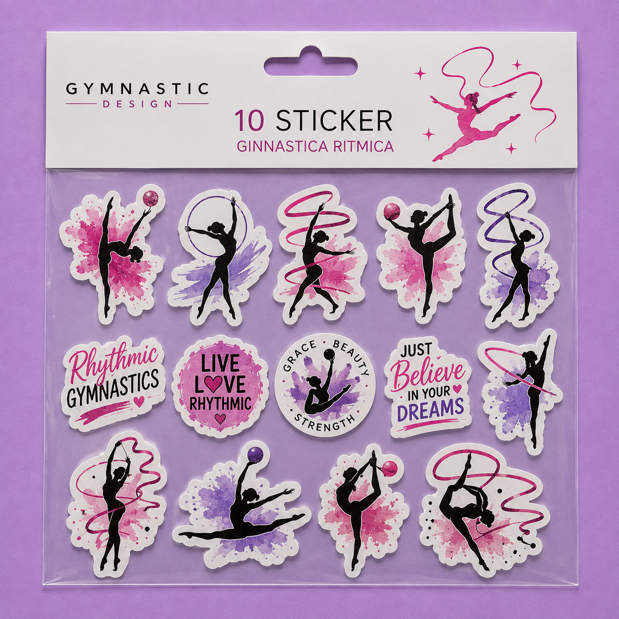 Set 10 Adesivi – Tema Ginnastica Ritmica