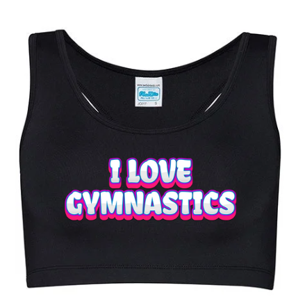 Top corto sportivo da donna i love gymnastic fucsia