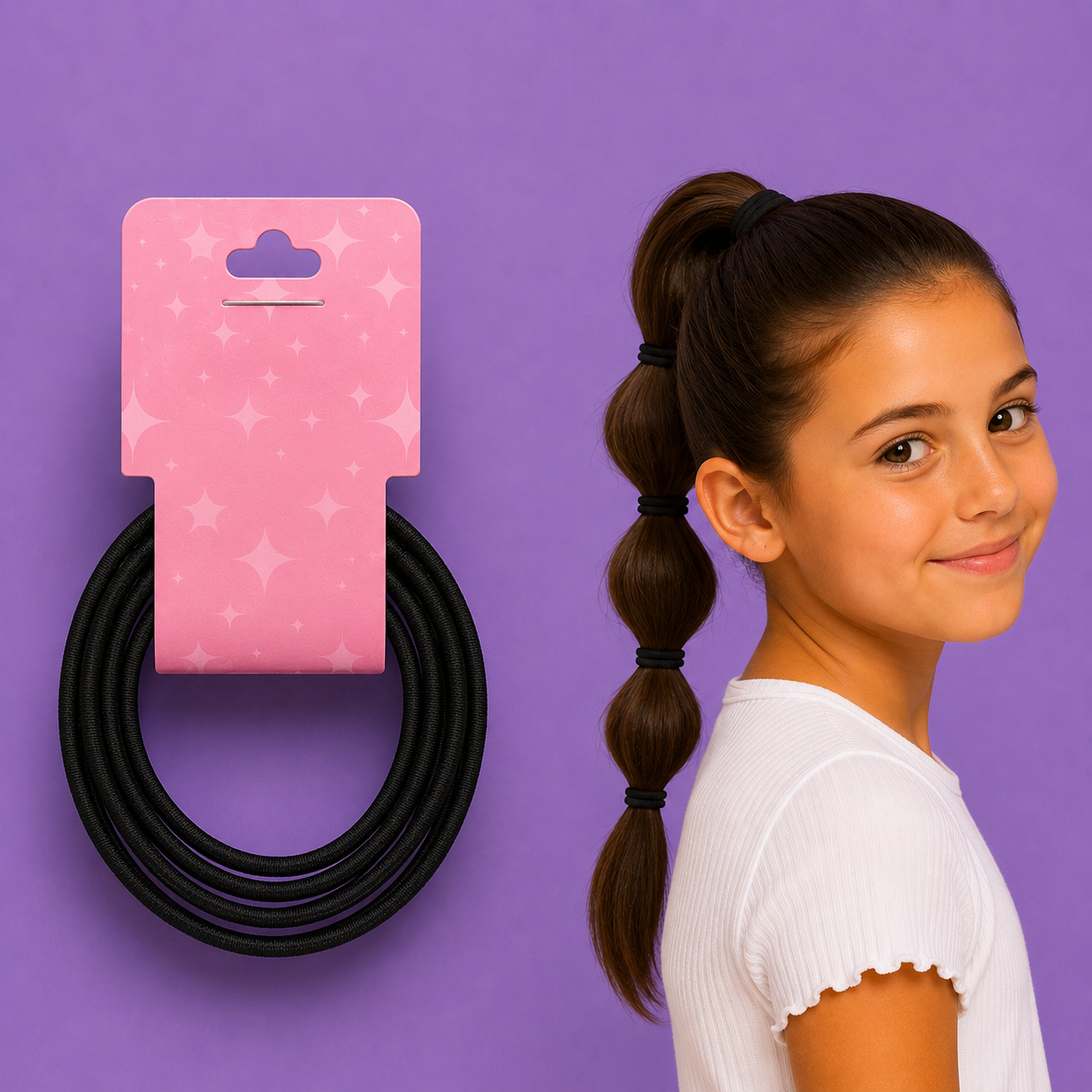 5 Elastici Neri per Capelli 4 cm