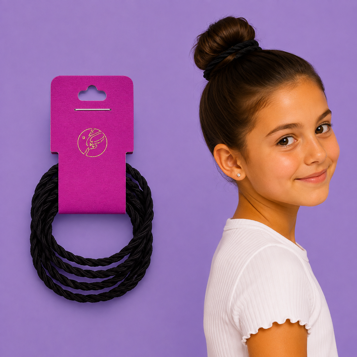 5 Elastici Neri per Capelli 3,5 cm