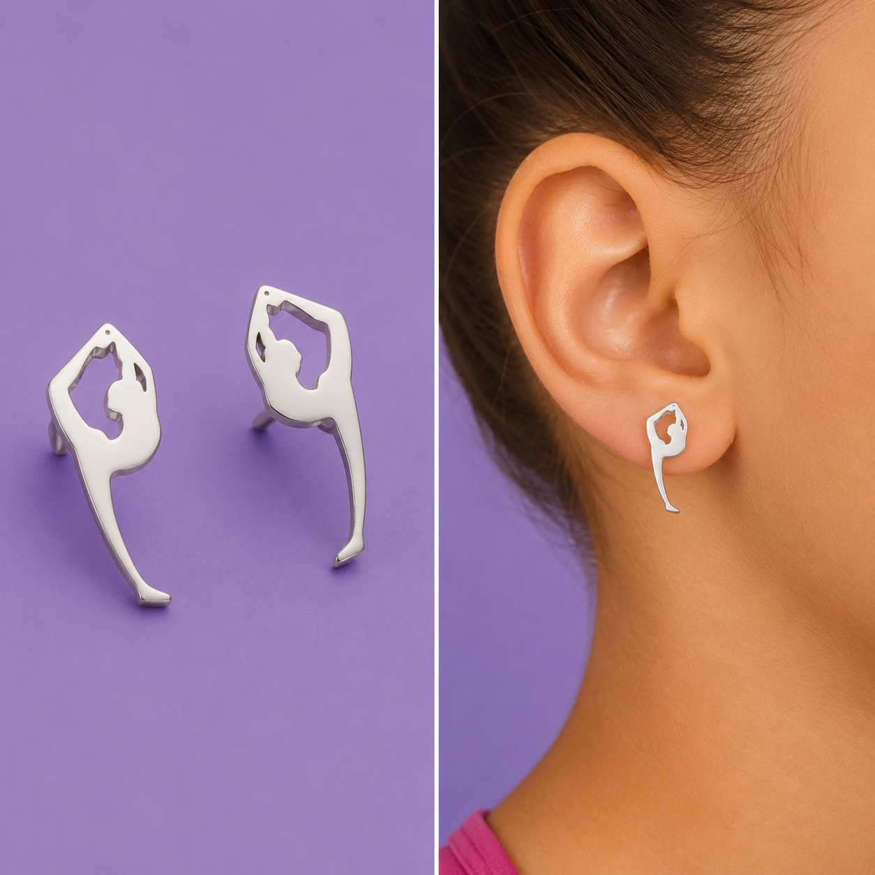 Orecchini a lobo  in Acciaio – Silver e Oro Mod 1